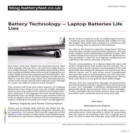 Blog.batteryfast.co.uk-Battery Technology - Laptop Batteries Life Lies