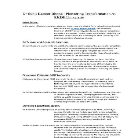 blog-dr. sunil kapoor bhopal-chairman of the RKDF University.ppt