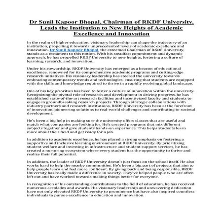blog-dr. sunil kapoor bhopal-chairman of the RKDF University.ppt