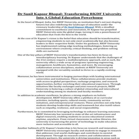 blog-dr. sunil kapoor bhopal-chairman of the RKDF University.ppt