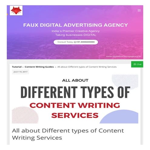 All about different types of Content Writing Services