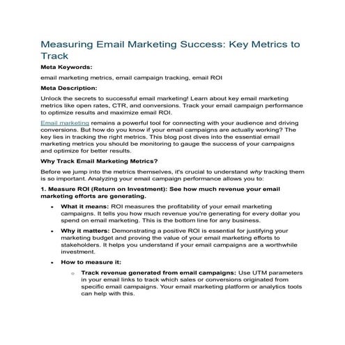 Measuring Email Marketing Success: Key Metrics to Track
