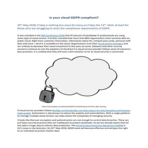 Is your cloud GDPR compliant?