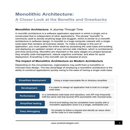 Monolithic Architecture: A Closer Look at the Benefits and Drawbacks | PDF