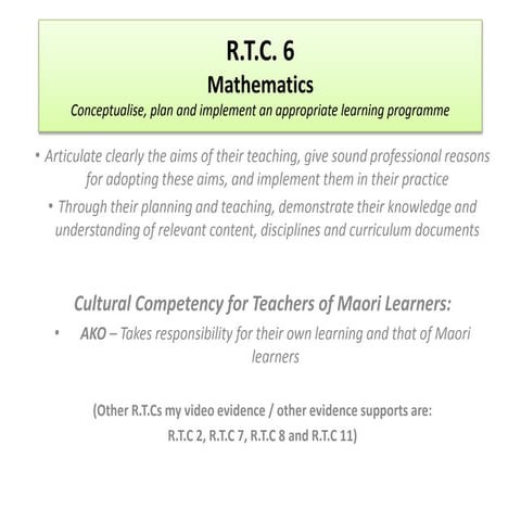 R.T.C  6 - Inquiry Planning - Maths - What is Evidence?
