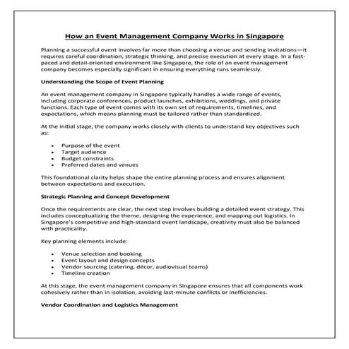 Comprehensive Guide to Event Management Companies in Singapore ...