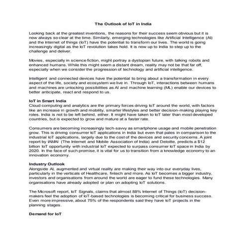 The Outlook of IoT in India - Rajesh Jha