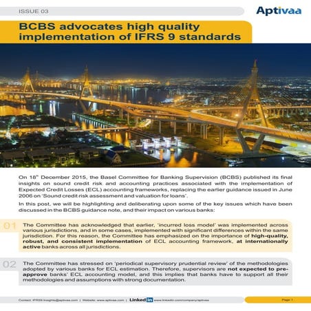 BCBS advocates high quality implementation of IFRS 9 standards