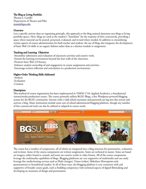 The Blog-Assisted Classroom