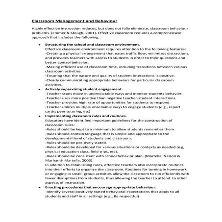 Blog classroom management and behaviour.