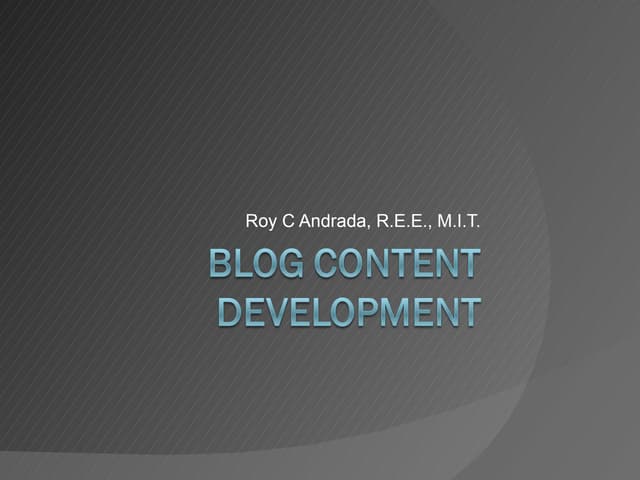 Blog content development   version september 30 11