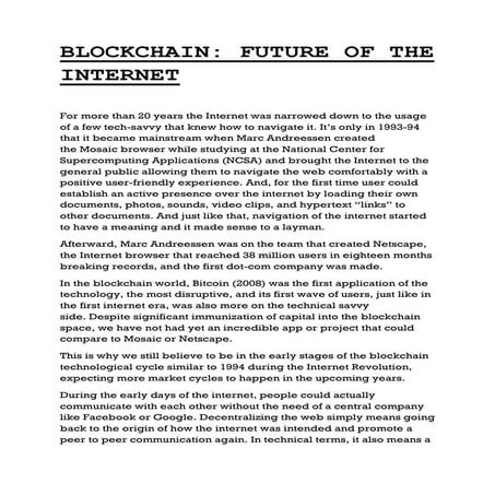 BLOCKCHAIN: FUTURE OF THE INTERNET