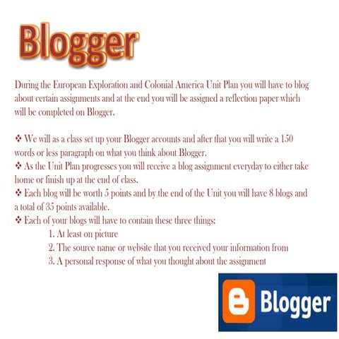 Blogger Worksheet