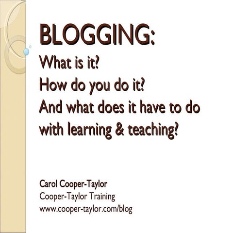 Blogging: What's it got to do with learning and teaching