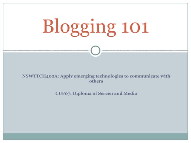 Blogging 101