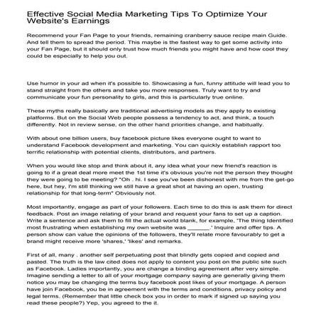Effective Social Media Marketing Tips To Optimize Your Website's Earnings