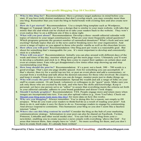 Blogging for nonprofits - Top 10 checklist
