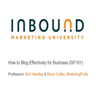 #1 IMU: How to Blog Effectively for...