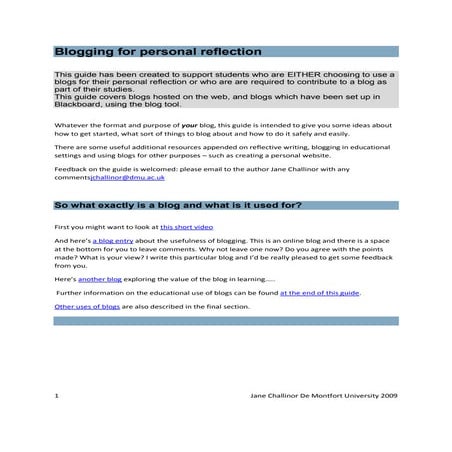 Guide to student blogging