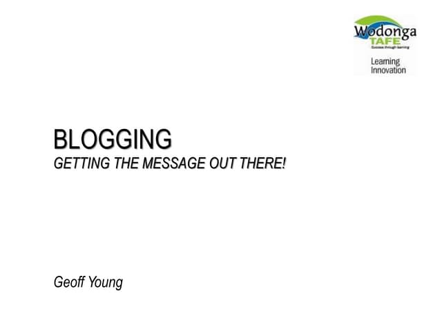 Blogging in Education