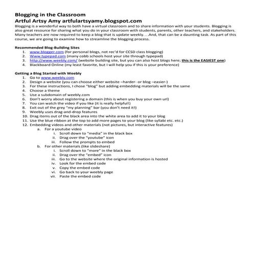 Blogging in the classroom