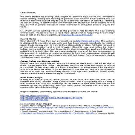 Blogging Permission Slip Isb