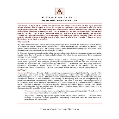 Blog Global Capital Social Media Policy 012510