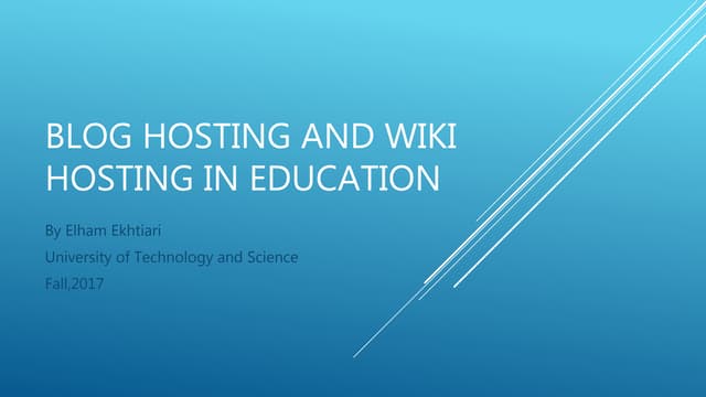 Blog hosting and wiki hosting in education