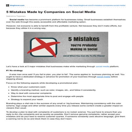 5 Mistakes Made by Companies on Social Media