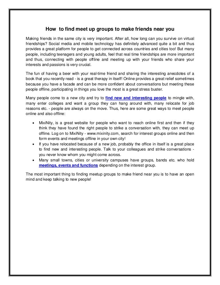 How to find meetup group to make friends near you