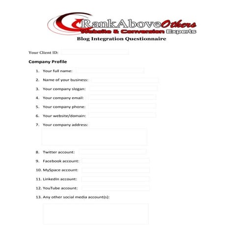 Blog integration questionaire | PDF