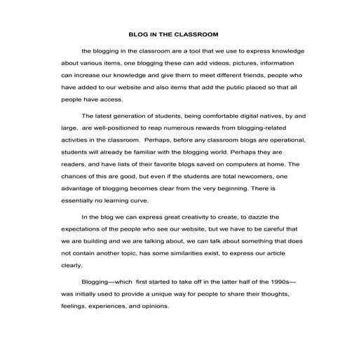Blog in the classroom