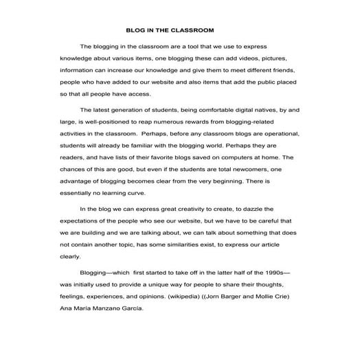 Blog in the classroom