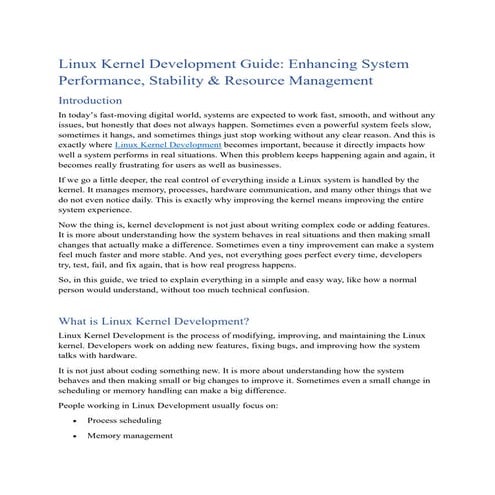 Comprehensive Guide to Linux Kernel Development for Enhanced System ...