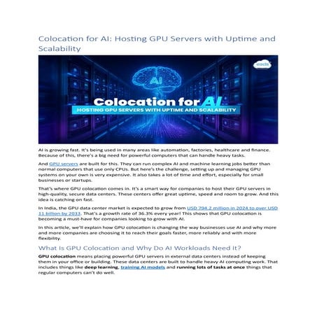 Colocation for AI: Hosting GPU Servers with Uptime and Scalability | PDF