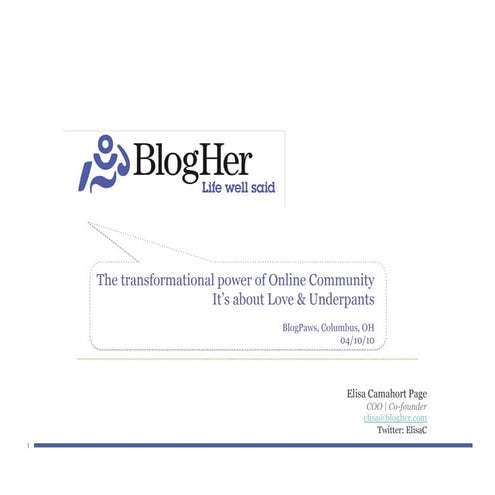 BlogPaws 2010 - Closing Keynote: Elisa Camahort Page