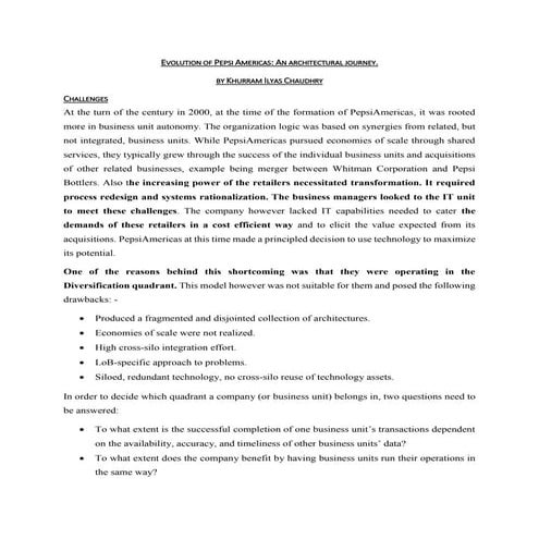 EVOLUTION OF PEPSI AMERICAS: AN ARCHITECTURAL JOURNEY. BY KHURRAM ILYAS CHAUD...