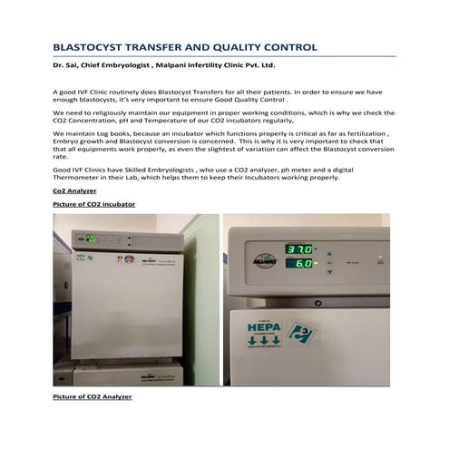 Quality control  in the IVF Lab