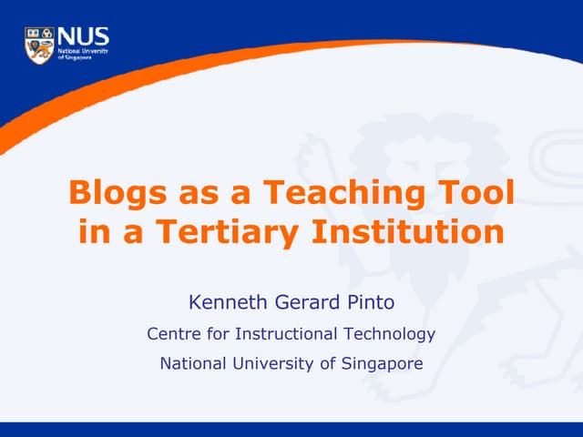 Blogs as a Teaching Tool in a Tertiary Institution