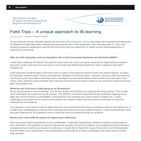 Field Trips – A unique approach to IB learning