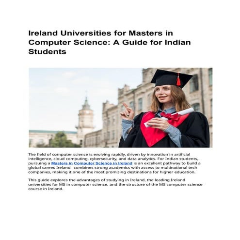 Ireland Universities for Masters in Computer Science: A Guide for ...