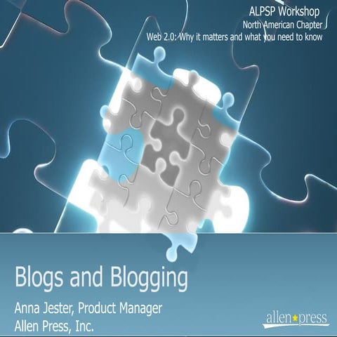 Blogs And Blogging ALPSP Workshop 093009