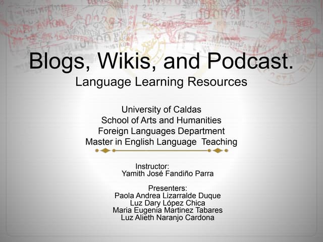 Blogs, wikis, and podcasts.slides