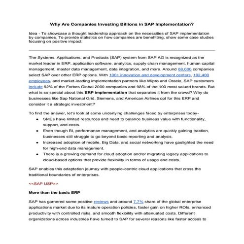 Blogthetech why are companies investing billions in sap implementation
