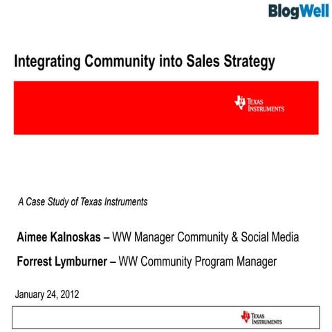 Integrating Community into Sales Strategy - BlogWell Dallas (January 2012)