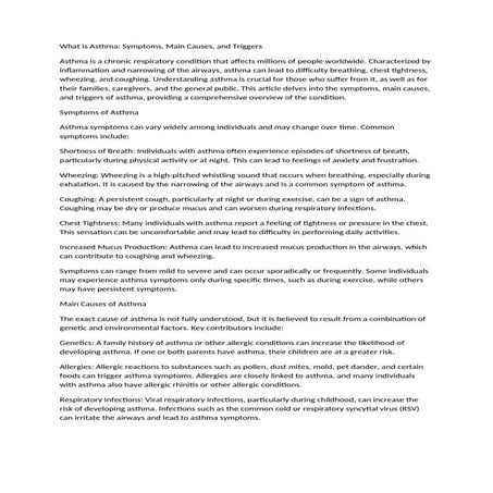 What is Asthma: Symtoms, Main Causes and Triggers