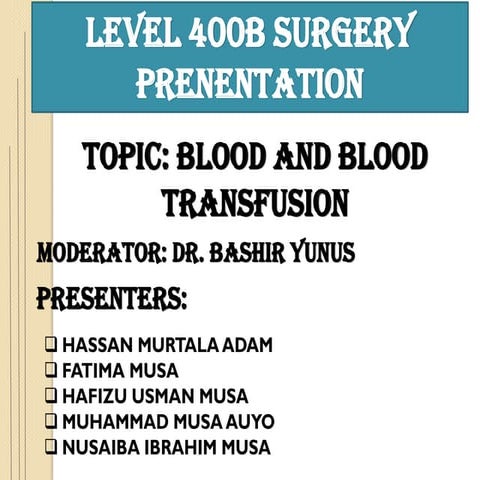 Blood and blood transfusion