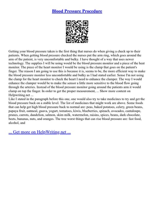 Blood Pressure Procedure