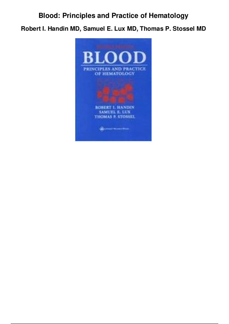 Blood principles and practice of hematology pdf