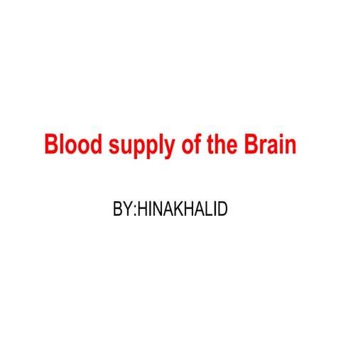 Blood supply of the brain